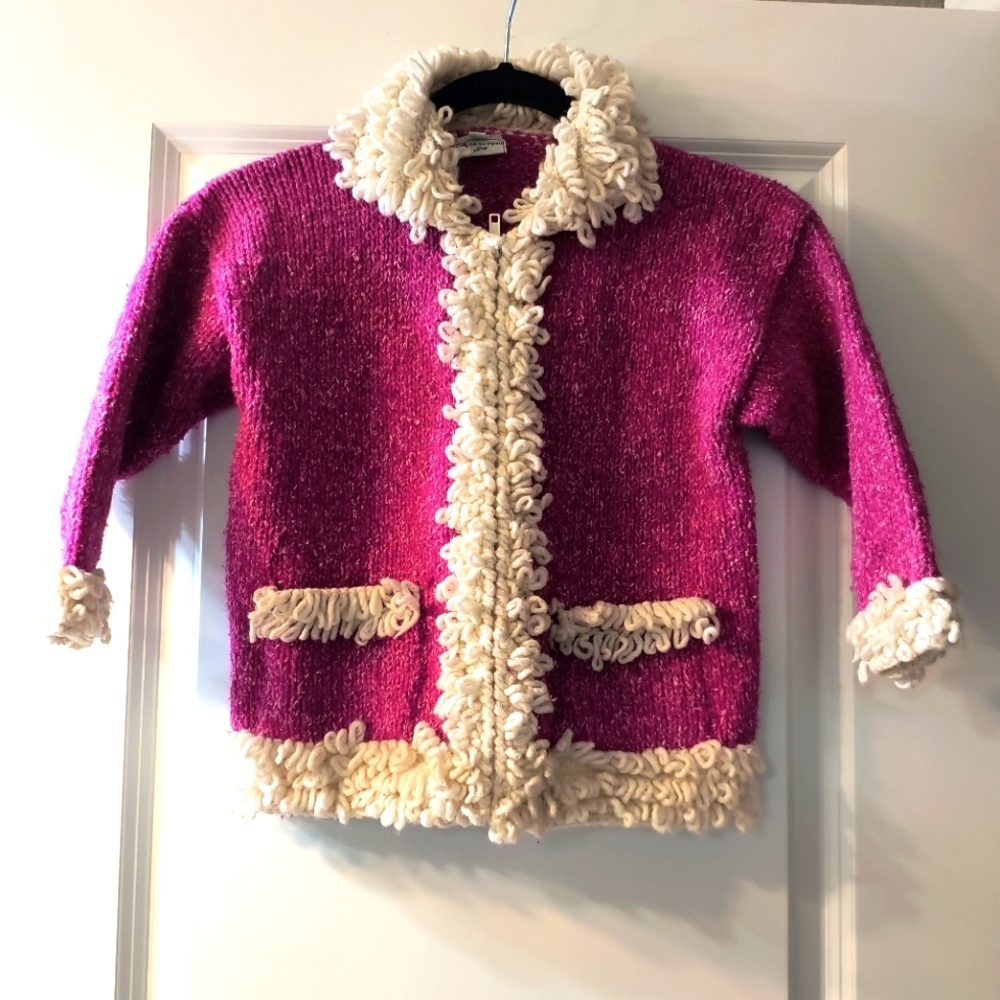 Bolivian Imports by Lucy Kids Sweater Size S | Pink Knit Cardigan